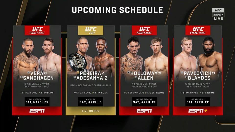 ufc schedule